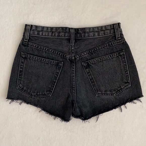 Reformation | High Rise Button Fly Raw Hem Denim Jean Shorts LY864 Black/Gray 24 - Picture 10 of 13